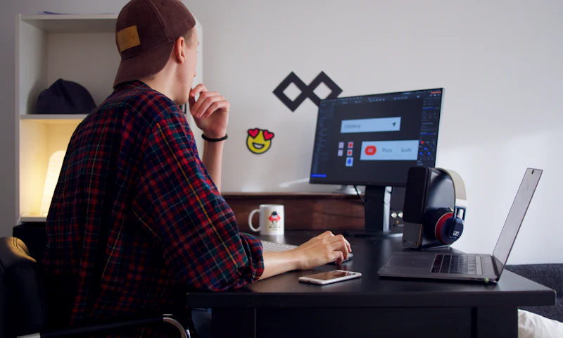 Freelancer pracující na notebooku